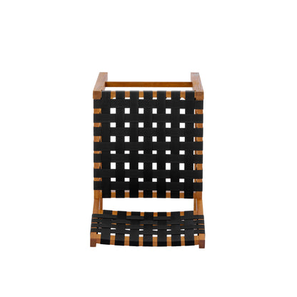 Acacia Wood Bar‑Height Patio Dining Set — 5‑Piece Square Table & Woven Bar Chairs