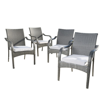 6‑Piece Outdoor Acacia Wood Dining Set with PE Rattan Chairs & Handwoven Rattan Legs