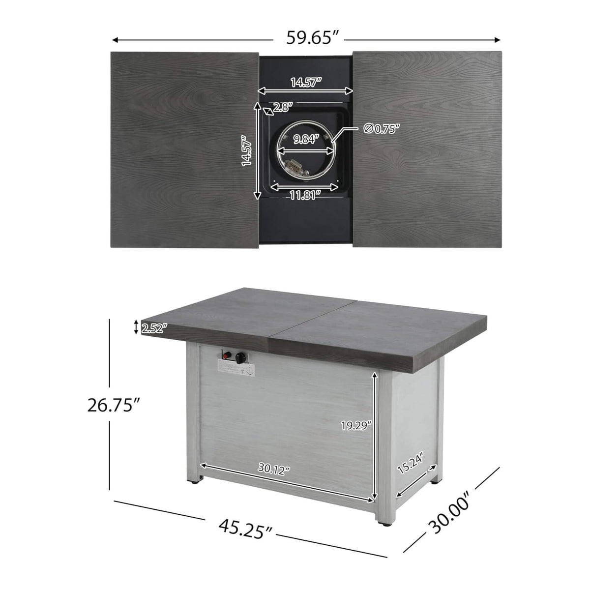 59" Expandable‑Top Propane Fire Pit Table – 50,000 BTU Aluminum Alloy & Galvanized Steel Design