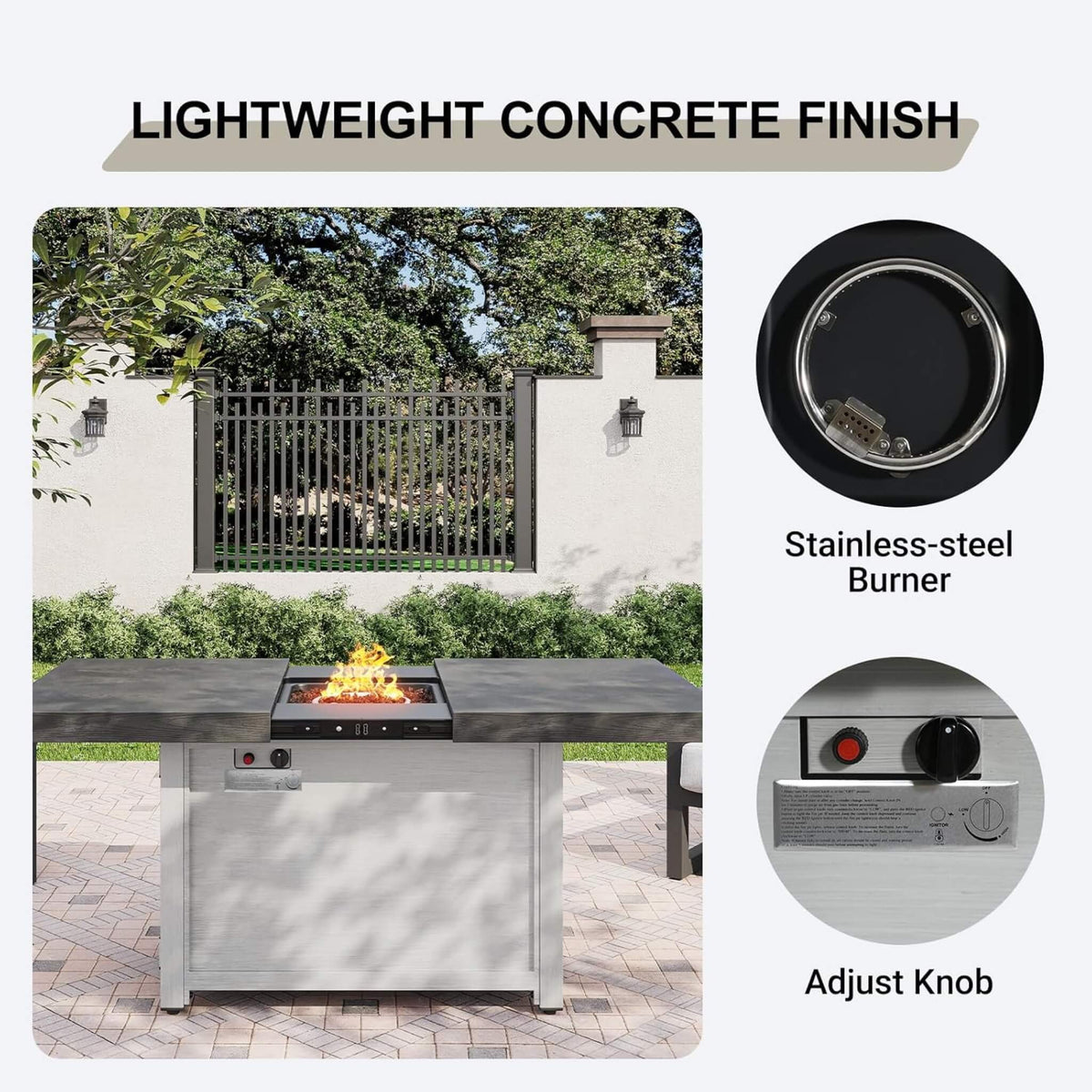59" Expandable‑Top Propane Fire Pit Table – 50,000 BTU Aluminum Alloy & Galvanized Steel Design