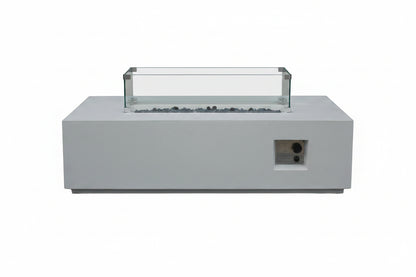 52 Inch Outdoor Concrete Propane gas rectangle Fire Pit table in Antique white color