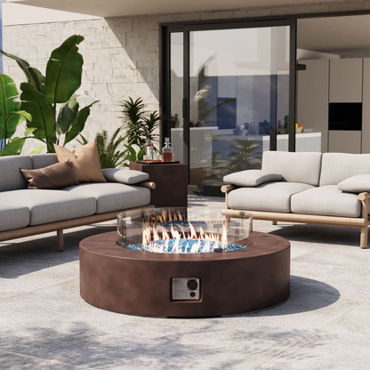 41''Round Fire Pit Table,50000 BTU Outdoor Propane Patio Fire Pit