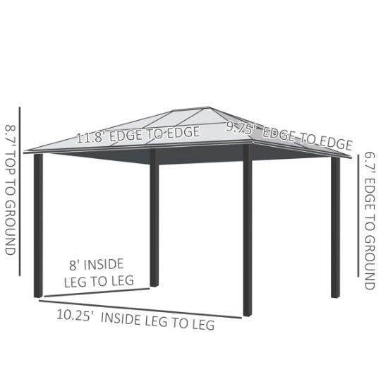 Hardtop Patio Pergola Gazebo | Aluminum Frame, Polycarbonate Roof & Removable Netting