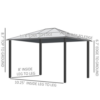 Hardtop Patio Pergola Gazebo | Aluminum Frame, Polycarbonate Roof & Removable Netting