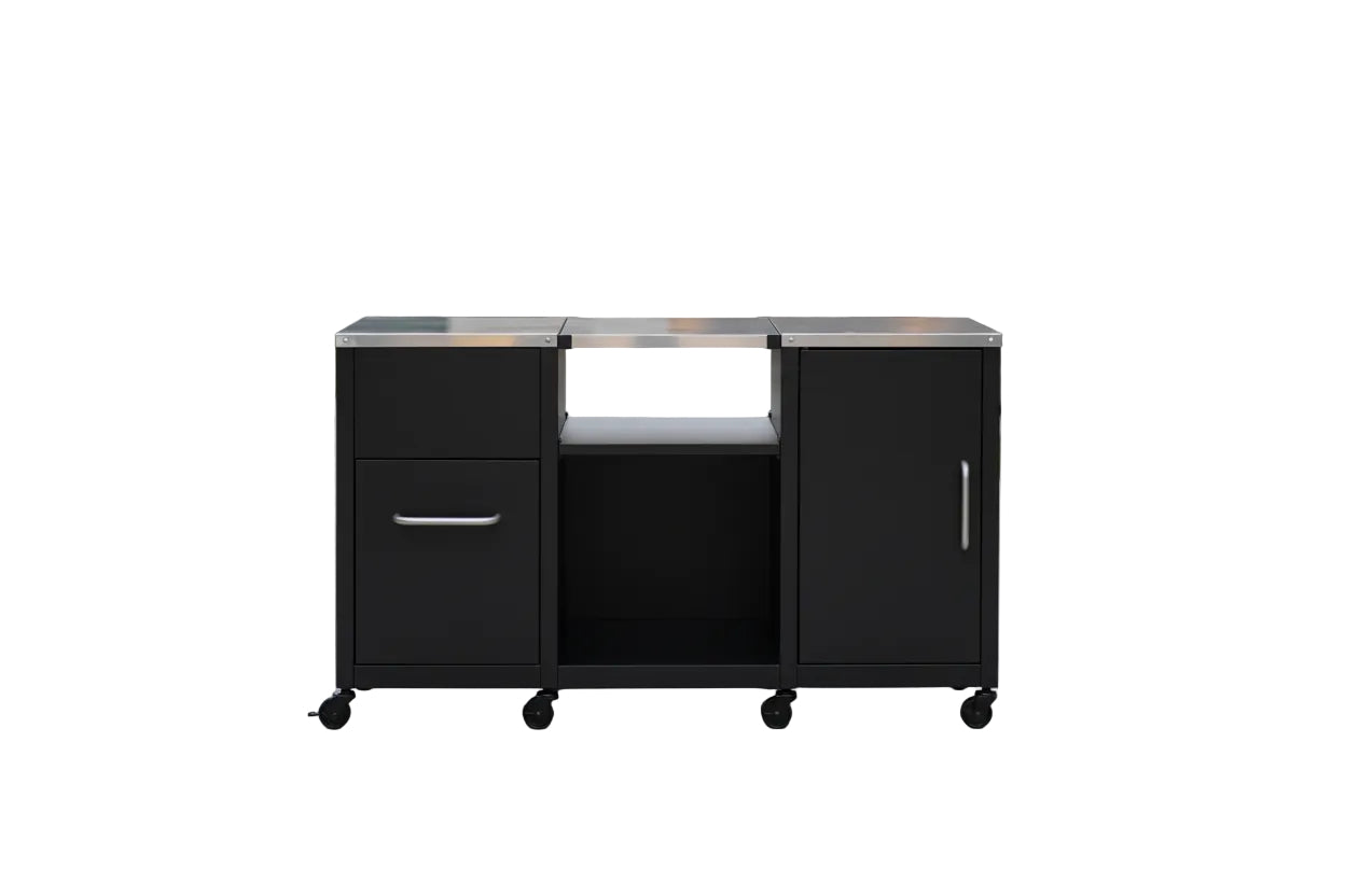 Outdoor Grill Table 59" with Removable Shelves & Storage