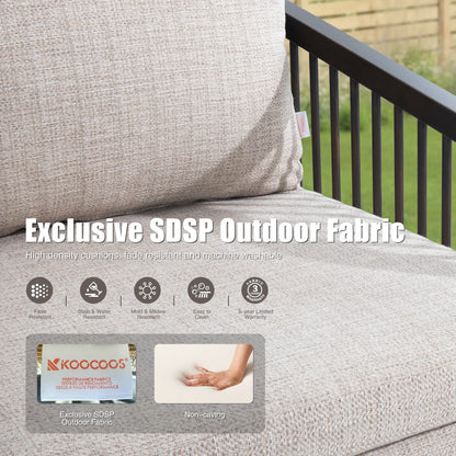 Asheville 5-Piece Aluminum Patio Deep Sofa Set With Nesting Sintered Stone Tables