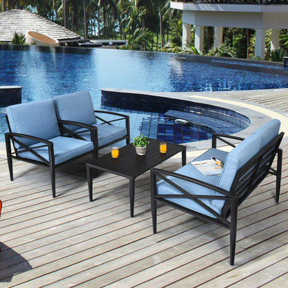 Aimee Lii 4 Piece Patio Furniture Set Aluminum Frame Cushioned Sofa