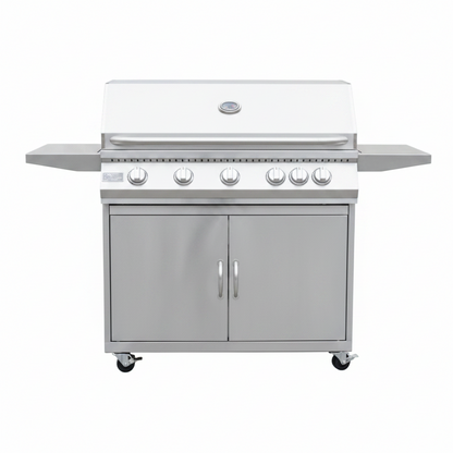 5 Burner 40" KOKOMO BBQ Grill with Cart & Locking Casters