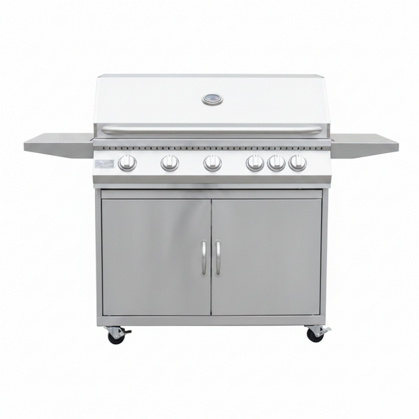 5 Burner 40" KOKOMO BBQ Grill with Cart & Locking Casters