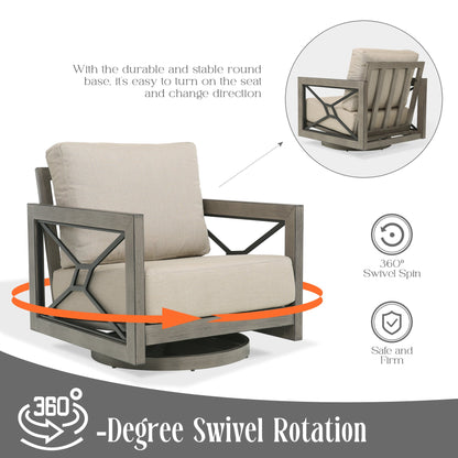 Marindo Patio 4 Swivel Lounge Chairs and Round Coffee Table