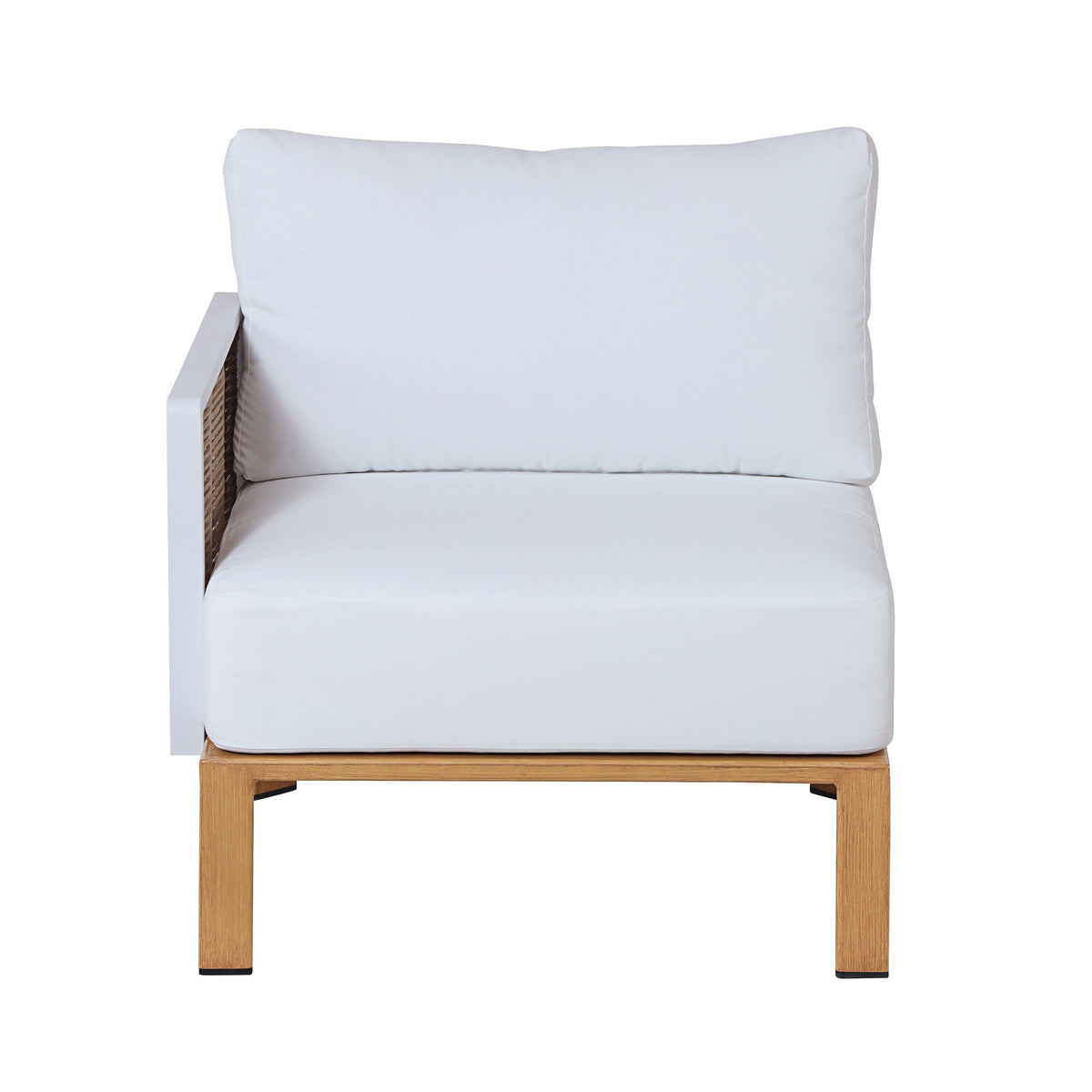 Vine 4‑Piece Outdoor Conversation Set with Convertible Sectionals & Marble‑Design Table – White
