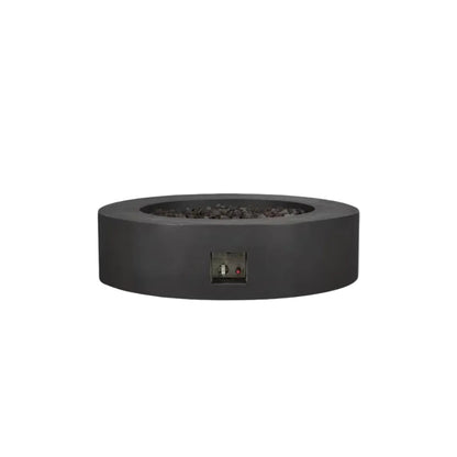 Brookhurst 43 In. W X 13 In. H round Outdoor GFRC Liquid Propane Fire Pit in Carbon with Lava Rocks