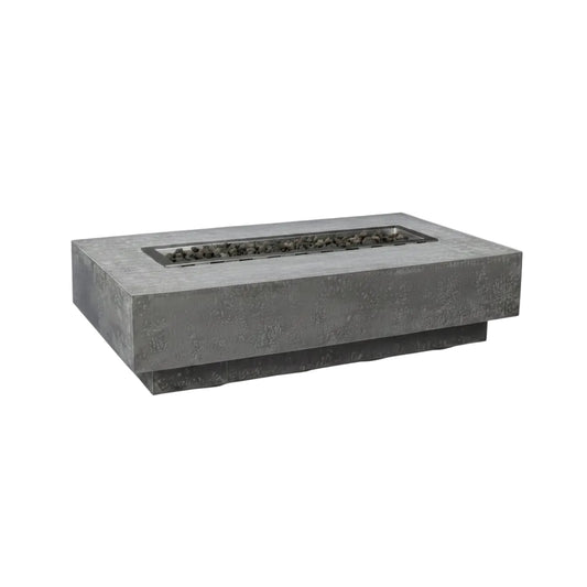 Hampton Fire Table Outdoor Fire Pit 56" X 32" Cast Concrete Firepit Includes Lava Rocks 45,000 Btus Outdoor Fireplace for Patio Furniture Set, Deck, Porch, Outdoor Heater - Liquid Propane