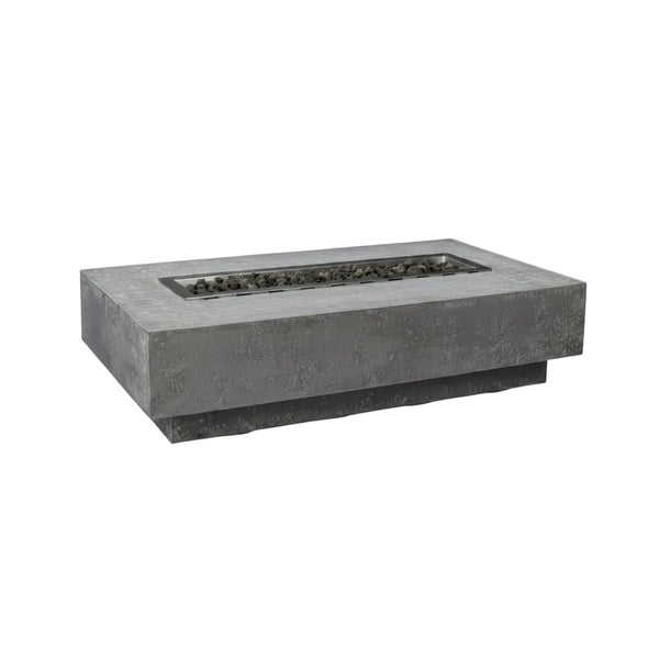 Hampton Fire Table Outdoor Fire Pit 56" X 32" Cast Concrete Firepit Includes Lava Rocks 45,000 Btus Outdoor Fireplace for Patio Furniture Set, Deck, Porch, Outdoor Heater - Liquid Propane