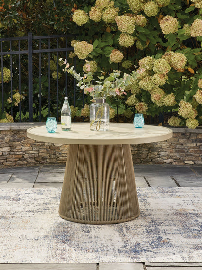 Outdoor Rope & Aluminum Patio Dining Table –  Sintered Stone Top, Rust‑Resistant Frame