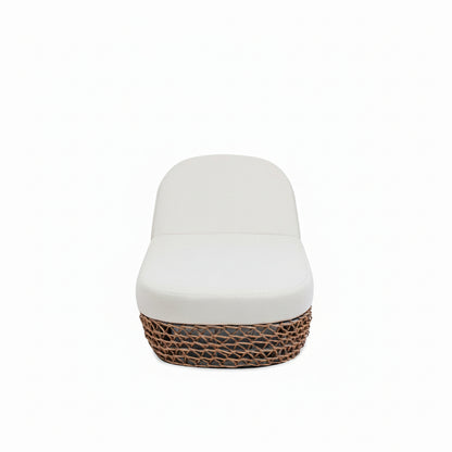 Willow Sunbrella® Upholstered Woven Patio Lounger – Wheat Beige &amp; Golden Brown