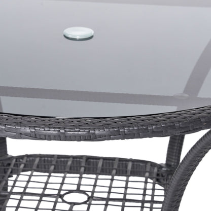 5‑Piece Outdoor Rattan Dining Set – Faux Rattan Table & 4 Arm Chairs with Water‑Resistant Cushions