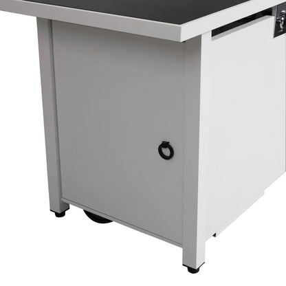 43" Rectangular Outdoor Fire Pit Table – White, 50,000 BTU Adjustable Flame
