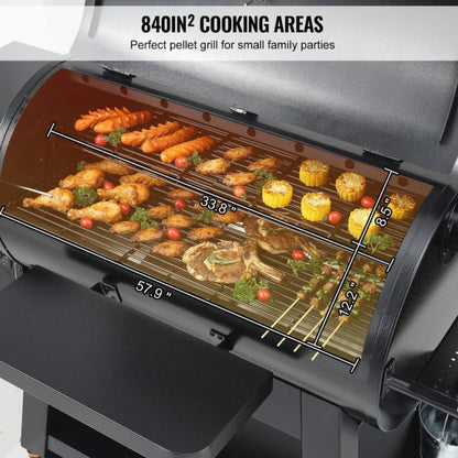 62" Heavy Duty Portable Wood Pellet BBQ Grill With Cart – Large Outdoor Smoker & Grill
