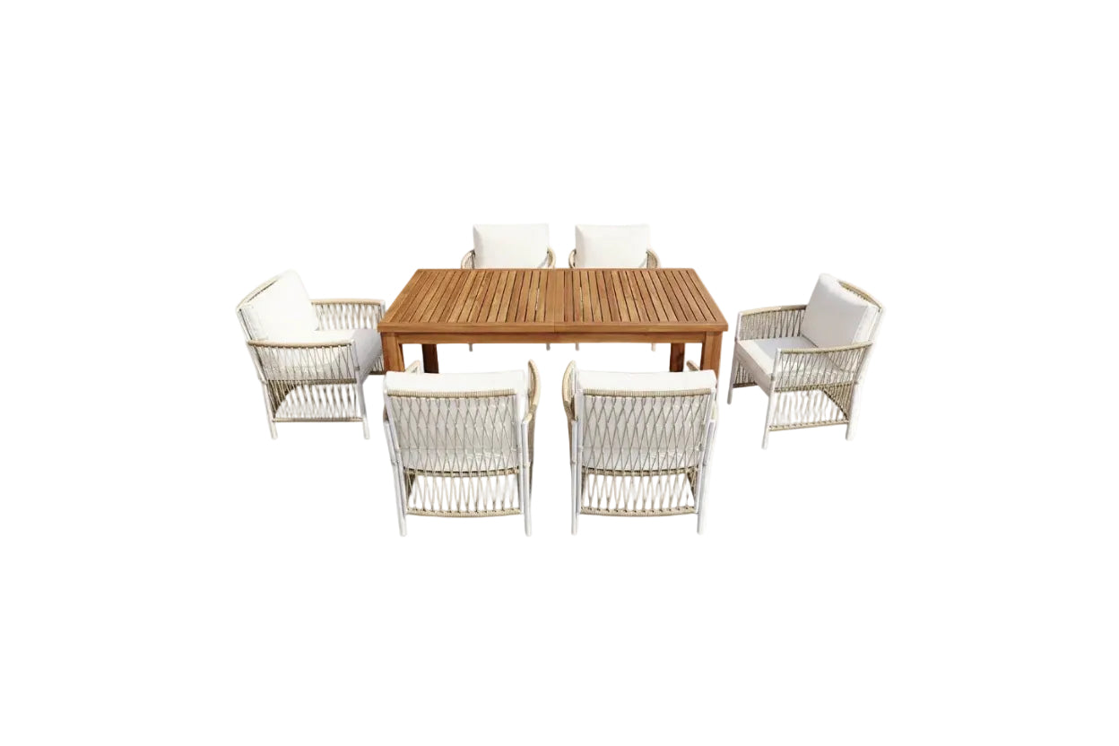 TOPMAX Patio 7pcs Wooden Dining Table Set