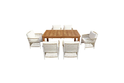 TOPMAX Patio 7pcs Wooden Dining Table Set