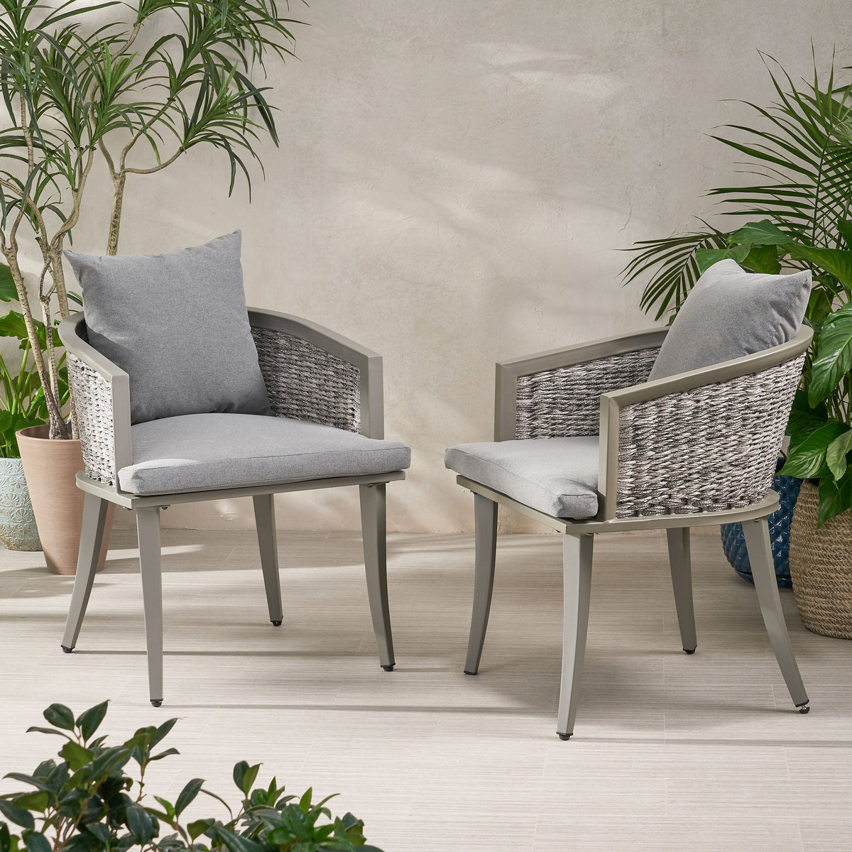 Pebble Chair Set with Waterproof Fabric - Grey