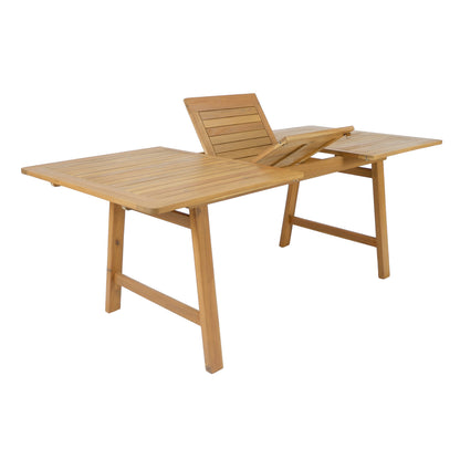 Extendable Acacia Wood Outdoor Dining Set with Wicker Chairs 7-Piece