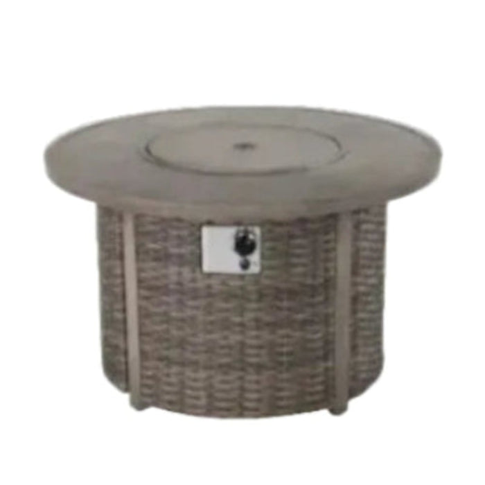 Tenaya Round Wicker Fire Pit Table – Wood-Grain 42"