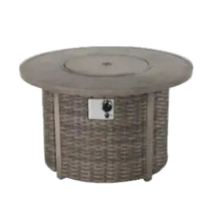 Tenaya Round Wicker Fire Pit Table – Wood-Grain 42"