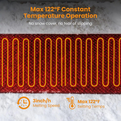 Heated Snow Melting Mat 40 In. X 60 In. Entrance Snow Melt Mat/10 In. Power Cord Snow Melting Heat Mat for Snow Removal