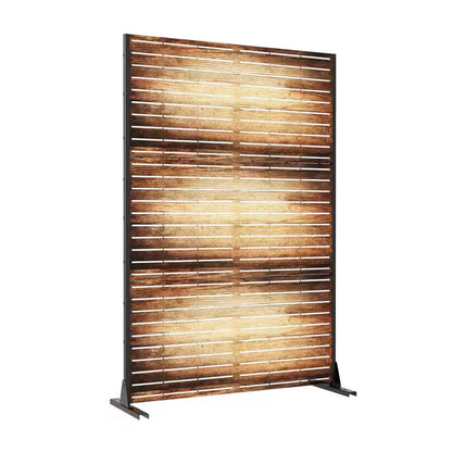 Veneer 72 In. Galvanized Metal Outdoor Privacy Screens Outdoor Garden Fence in Dark Brown