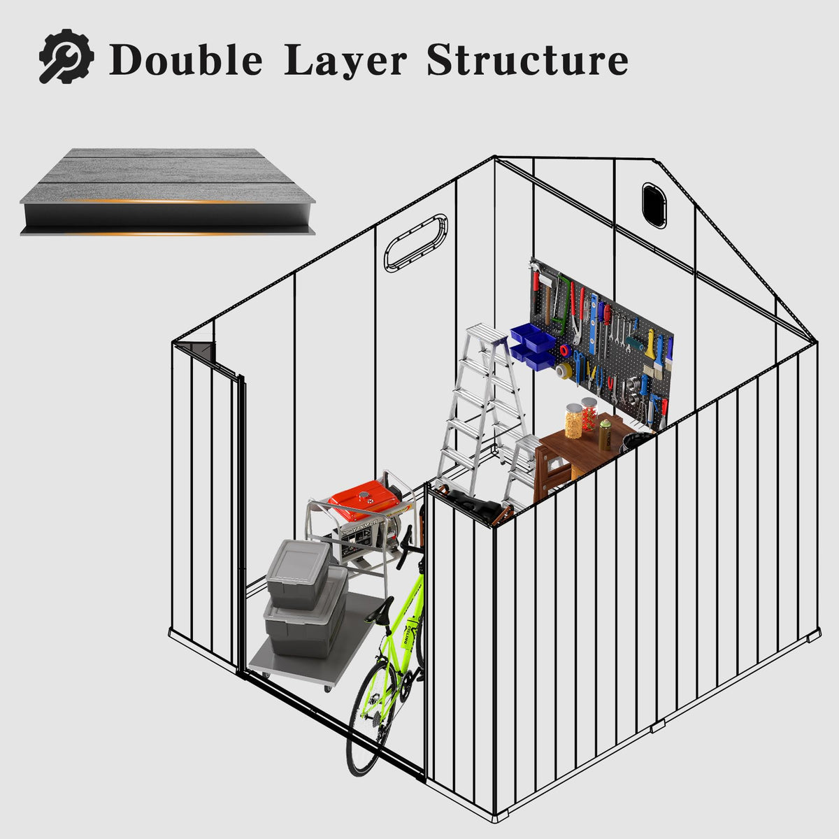 8' x 8' Weather-Resistant Resin Outdoor Storage Shed