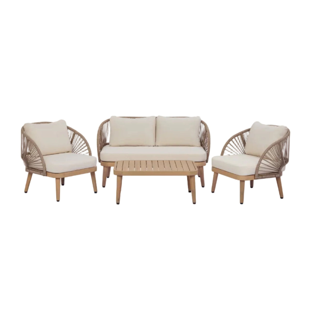 4-Piece Acacia Wood Patio Seating Set