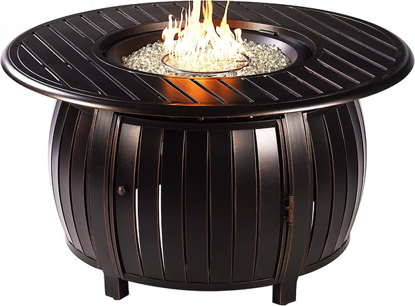 Aluminum 57,0000 BTU 44 In. round Propane Fire Pit Table in Copper Finish