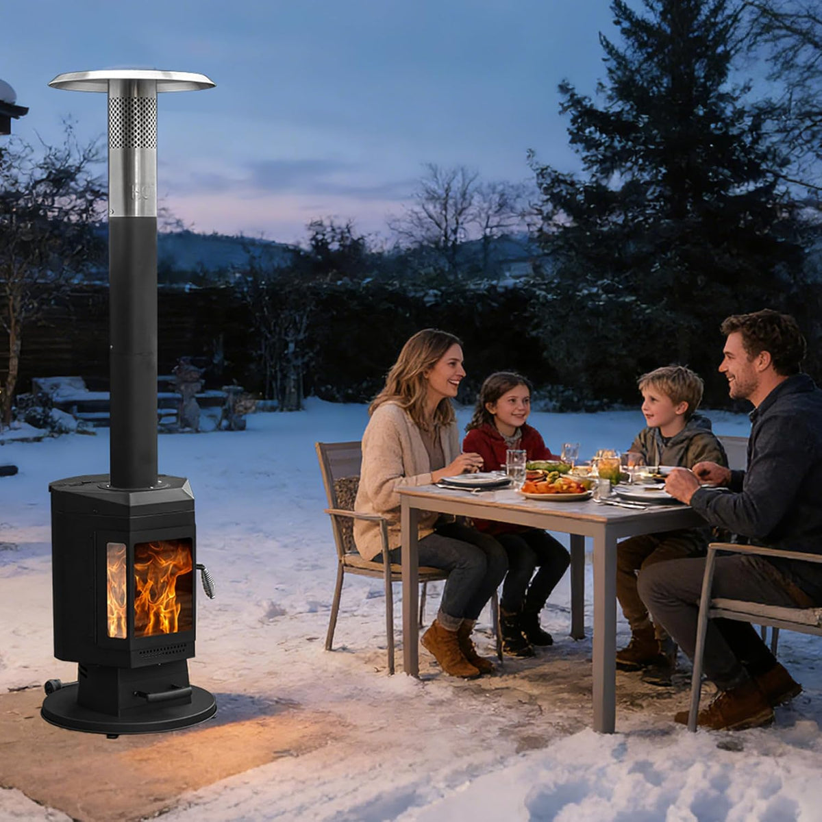 80" Premium Wood Pellet Patio Heater with Glass Window, FP058
