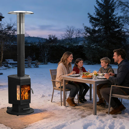 80" Premium Wood Pellet Patio Heater with Glass Window, FP058
