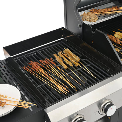 2+2 multifunctional gas barbecue grill and covered grill combination for outdoor cooking