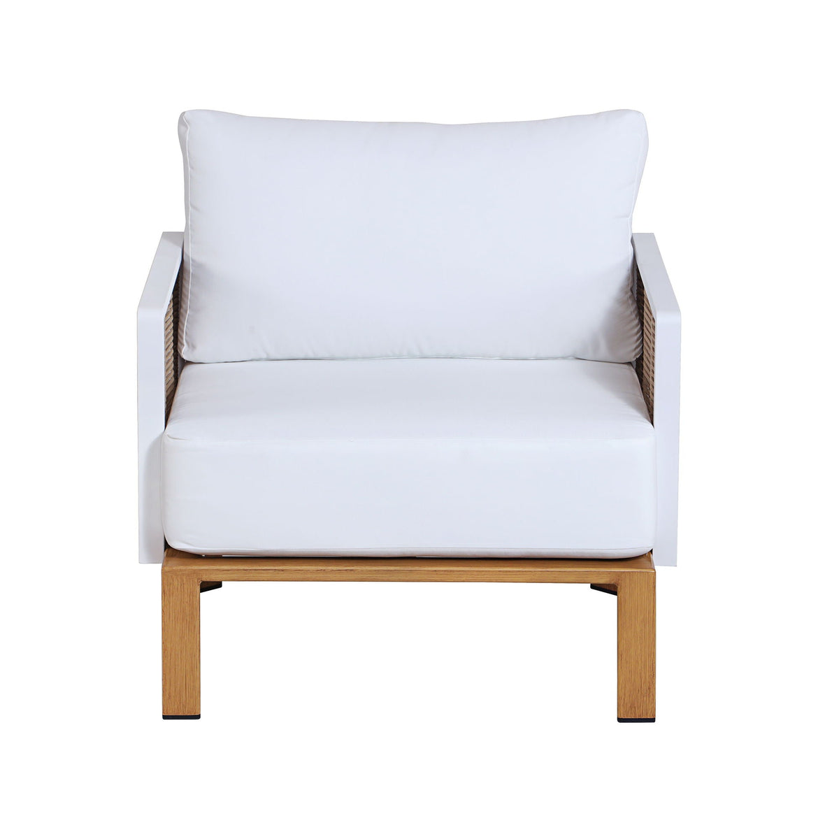 Vine 4‑Piece Outdoor Conversation Set with Convertible Sectionals & Marble‑Design Table – White