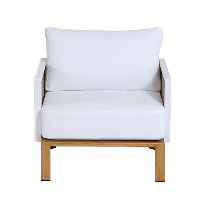 Vine 4‑Piece Outdoor Conversation Set with Convertible Sectionals & Marble‑Design Table – White