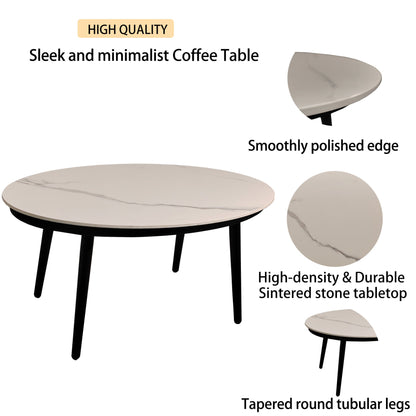 2-Piece Modern Aluminum Outdoor Conversation Set with Sunbrella Cushions & sintered stone tabletop