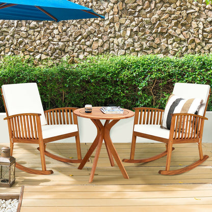 27" Outdoor Round Solid Eucalyptus Wood Bistro Table – Rustic Teak Finish, Water‑Resistant Design