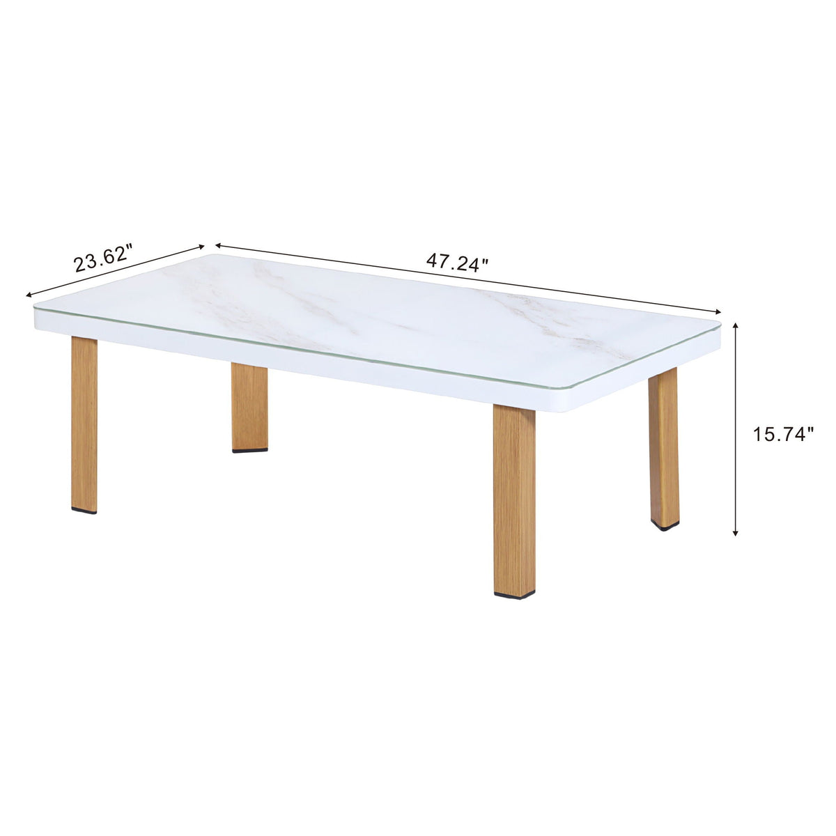 Vine 4‑Piece Outdoor Conversation Set with Convertible Sectionals & Marble‑Design Table – White