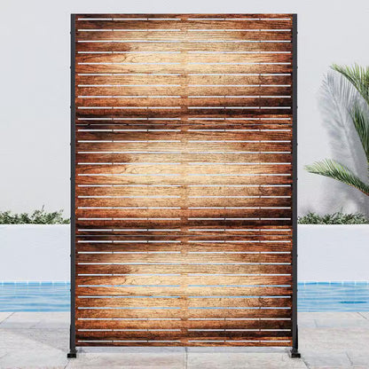 Veneer 72 In. Galvanized Metal Outdoor Privacy Screens Outdoor Garden Fence in Dark Brown