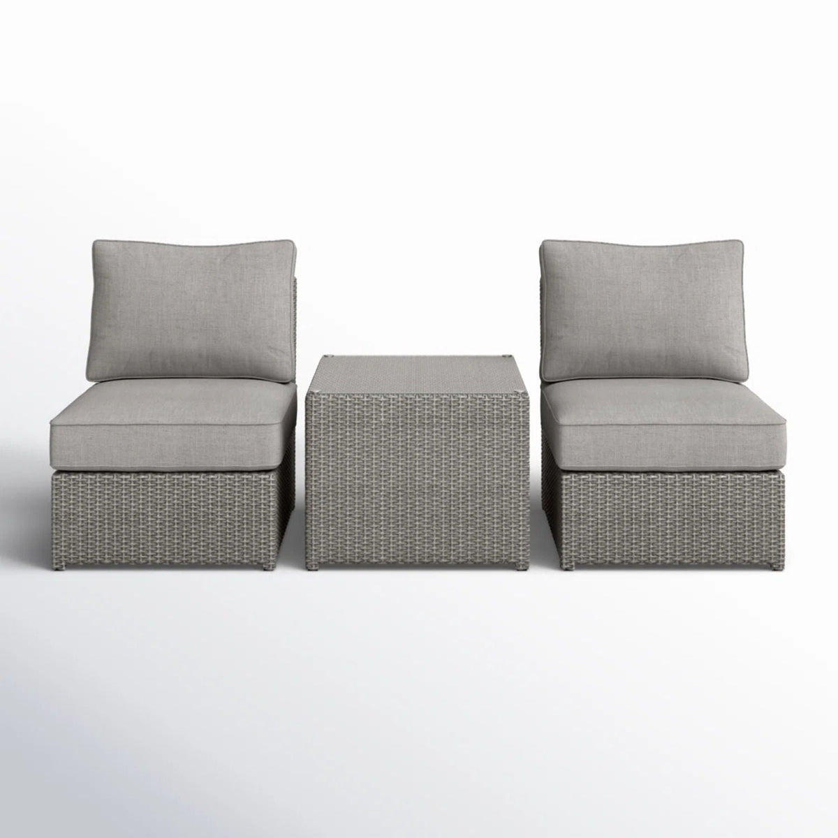 Modern Wicker Outdoor Seating Set with Cushions – Aluminum Frame & HDPE Wicker 3-Piece