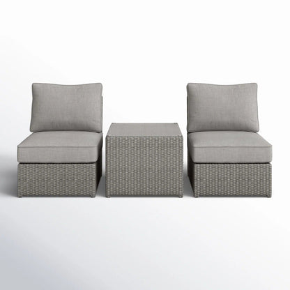 Modern Wicker Outdoor Seating Set with Cushions – Aluminum Frame & HDPE Wicker 3-Piece