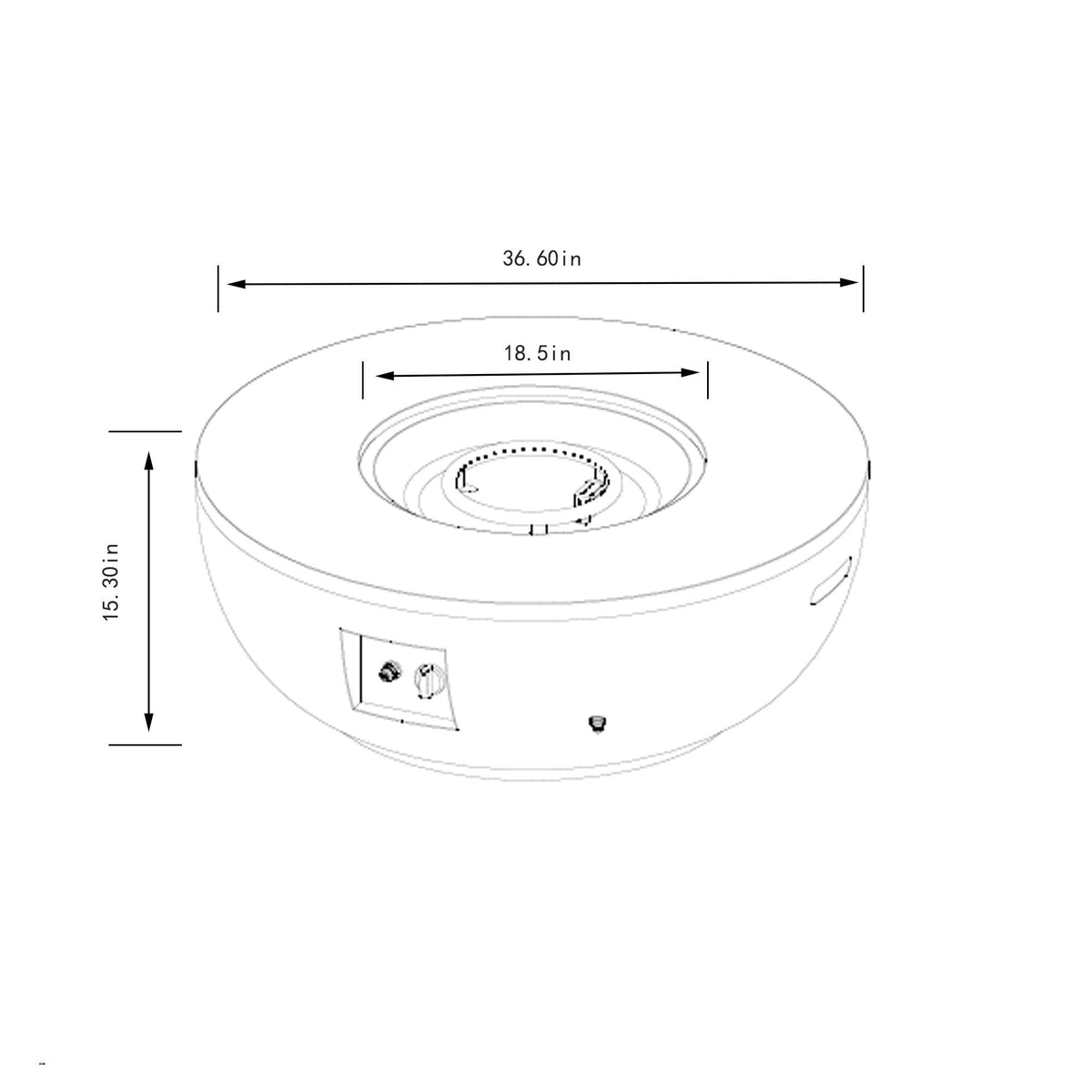 36" Round Steel Propane Fire Pit Table – 50,000 BTU Concrete Finish