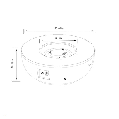 36" Round Steel Propane Fire Pit Table – 50,000 BTU Concrete Finish