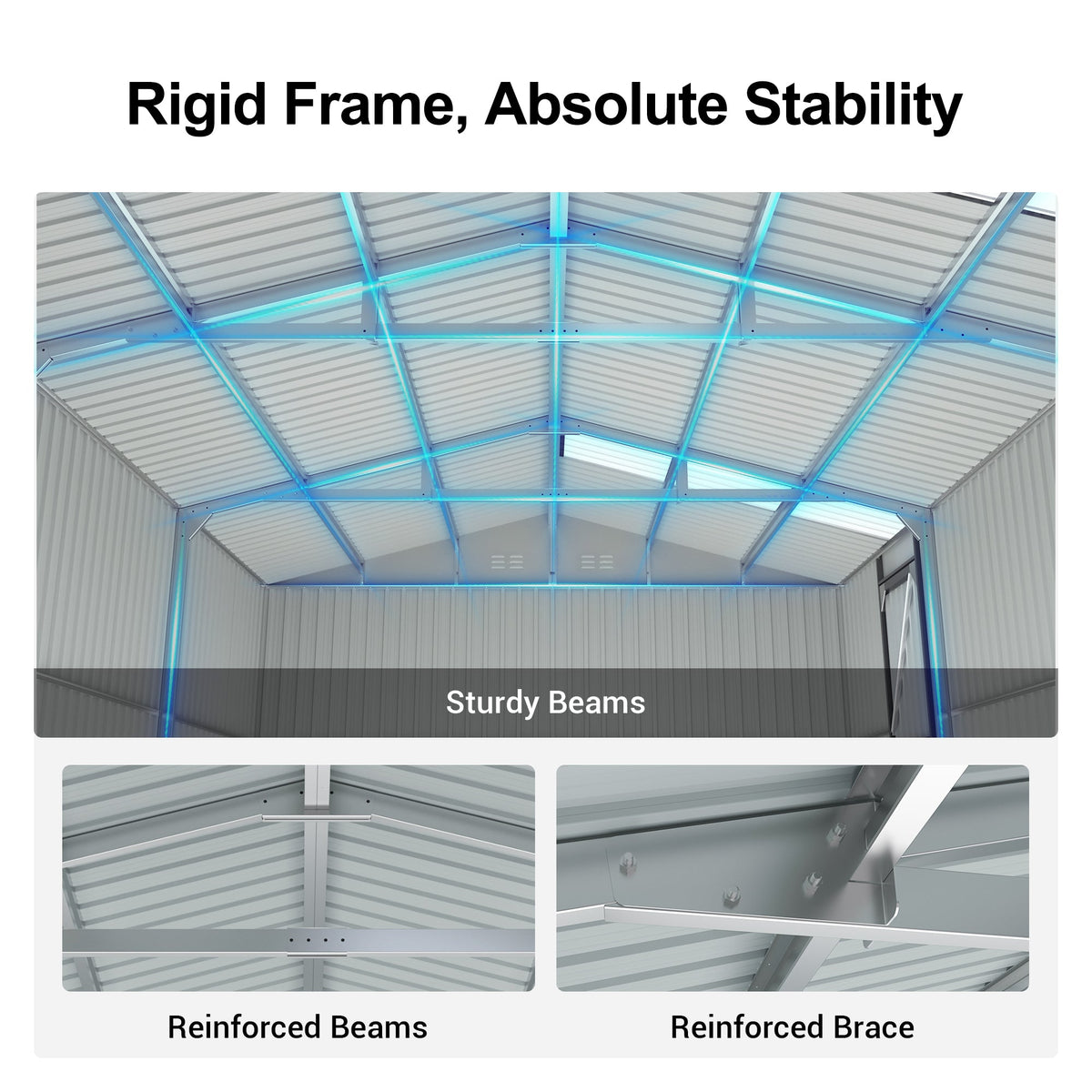 20' x 13' Outdoor Storage Shed with Double Doors and Skylight - Metal