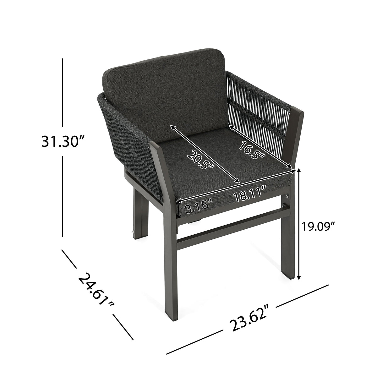 Acacia Wood Outdoor Dining Set with Aluminum Rope‑Woven Chairs — 7‑Piece