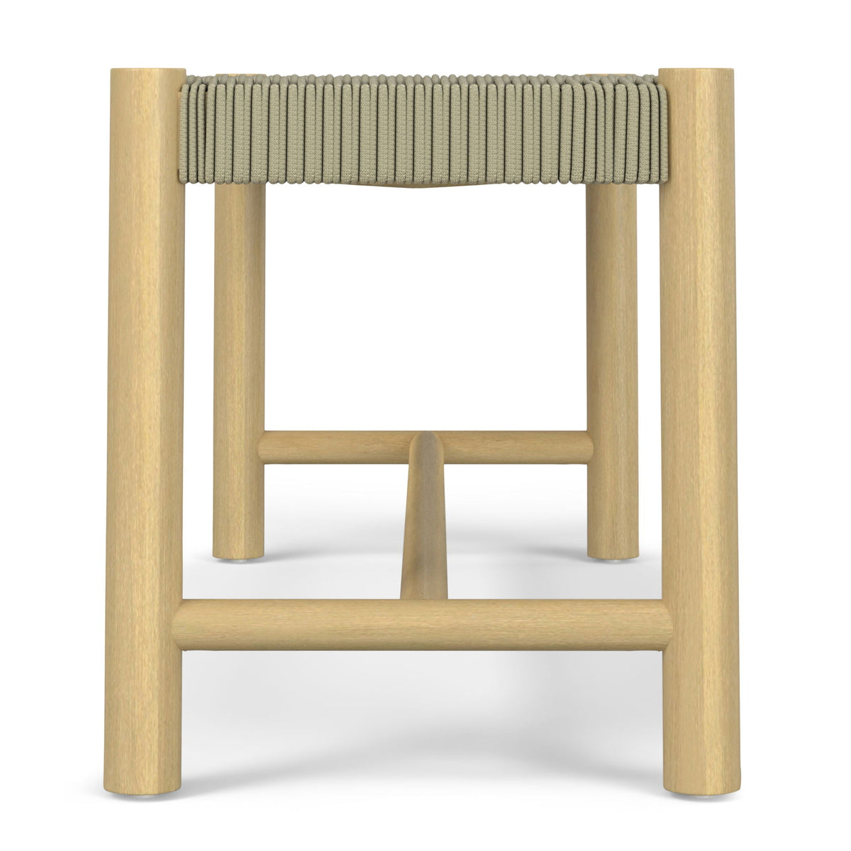 Dahlia Outdoor/Indoor Acacia Wood Bench with Hand‑Wrapped Rope Seat